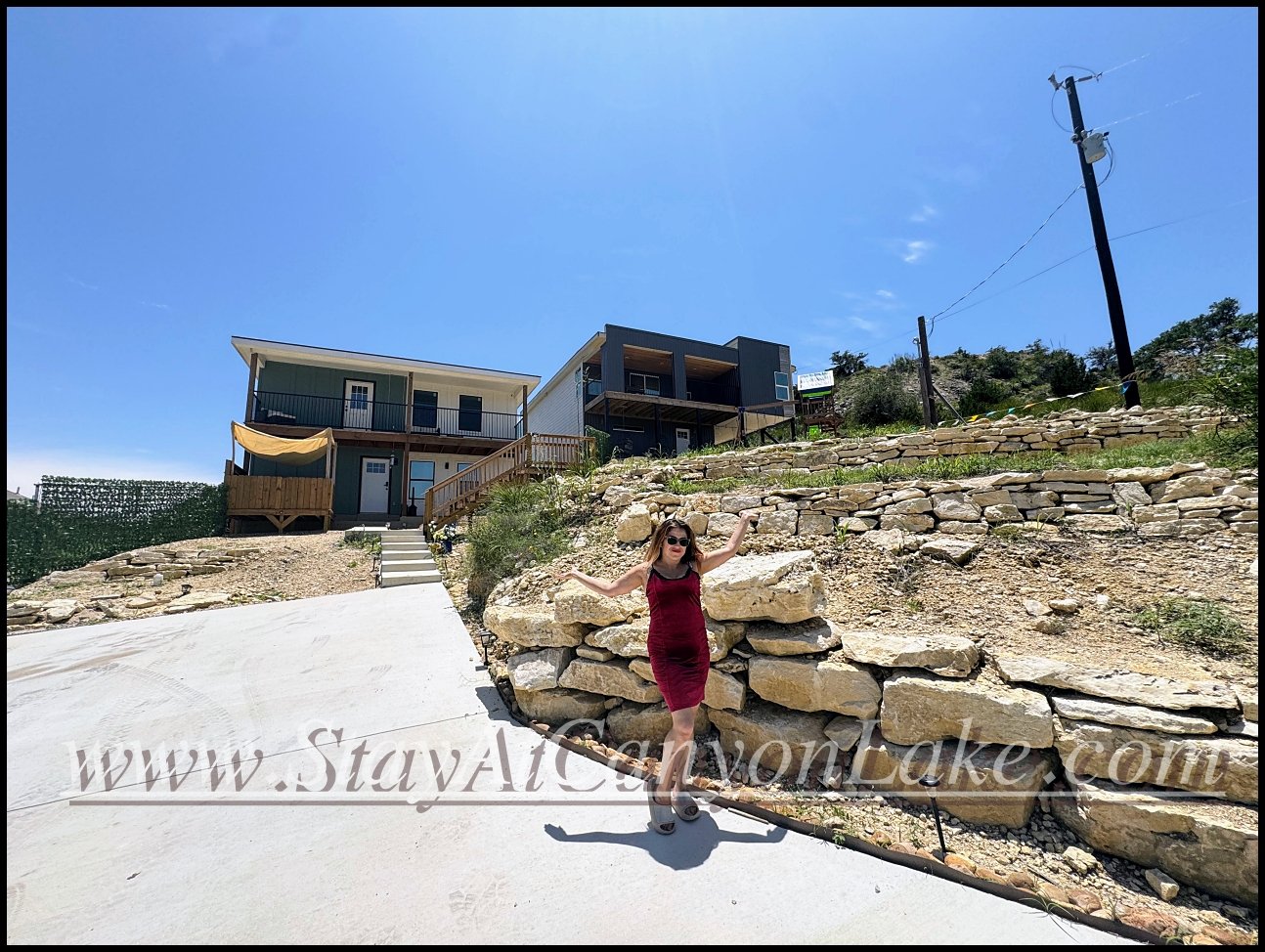 Exterior view of a modern vacation property, a perfect alternative to Canyon Lake hotels