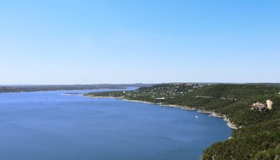 The view of Lake Travis from the Oasis near Austin, Texas.